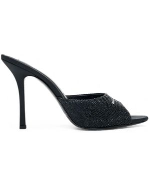 Alexander Wang Mules Cher Con Tacón De 105 Mm Y Cristales Adheridos - Negro