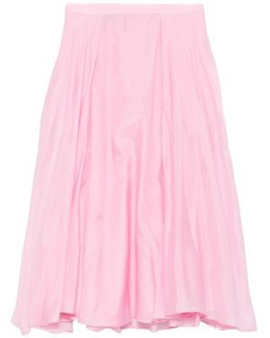 Rochas Pleated A-Line Midi Skirt - Pink