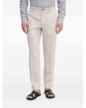 Joop! Hank Pressed-Crease Logo-Patch Trousers - White
