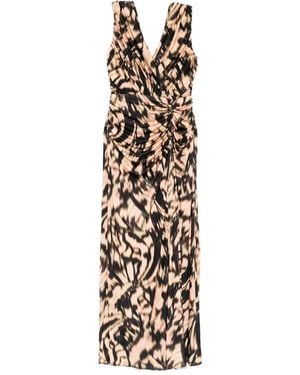 Amsale プリント サテンドレス - メタリック