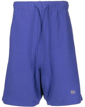 Advisory Board Crystals Logo-Embroidered Cotton Track Shorts - Blue