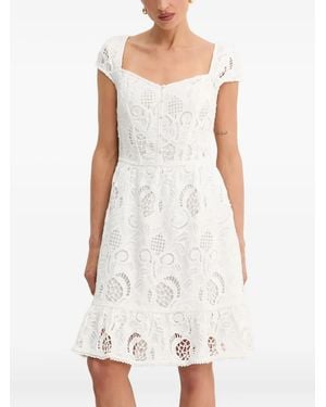 Guess Lace-Insert Button-Front Mini Dress - White