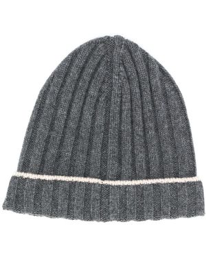 Brunello Cucinelli Ribbed Knit Beanie - Grey