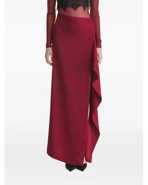 2310 STUDIO Jupe Longue Asymétrique À Design Drapé - Rouge