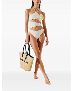 Karl Lagerfeld Halterneck Swimsuit - White