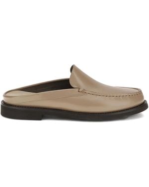 Brunello Cucinelli Flache Mules aus Leder - Braun