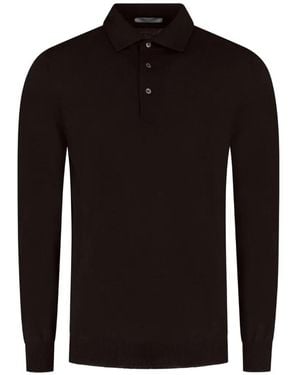 Gran Sasso Polo De Manga Larga - Negro