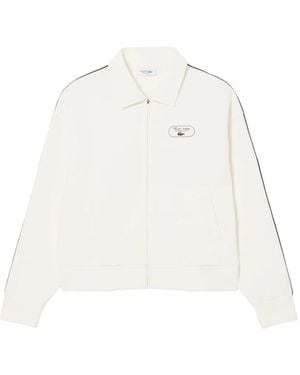 Lacoste Logo-Patch Zip-Up Sweatshirt - White