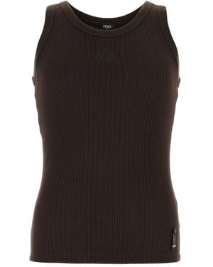 Fendi Geribbelde Tanktop - Zwart