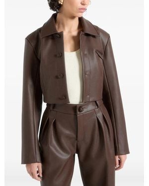 Manière De Voir Ania Wide-Shoulder Pebbled Faux-Leather Jacket - Brown