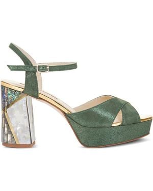freya rose Zahra Ankle-Strap Heeled Sandals - Green
