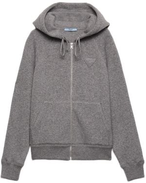 Prada Hooded Logo Top - Gray
