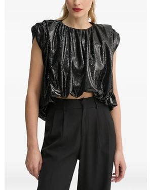 MMC Studio Top Corto Con Lentejuelas - Negro