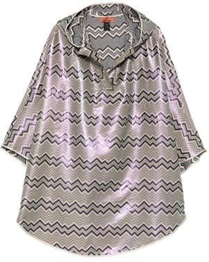 Missoni Chevron-Pattern Hood Cape - Grey