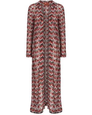Missoni シェブロンパターン マキシカーディガン - レッド