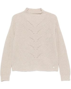 Herno Pointelle-Knit Ribbed-Trim Sweater - Natural