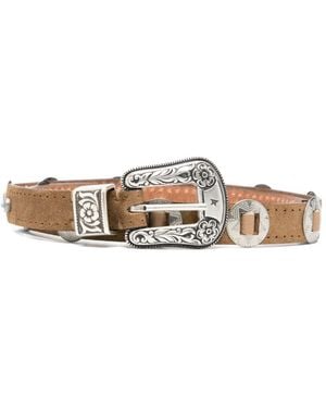 Golden Goose "Lace" S Washed Nabuk Body With Leather Threadings Belt - White