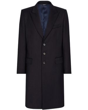 Dolce & Gabbana Peak-Lapels Single-Breasted Coat - Blue
