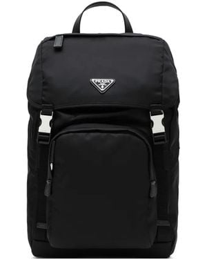 Prada Re-Nylon And Saffiano Leather Backpack - Black