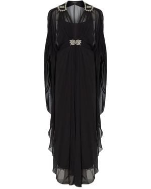 Temperley London Beaded Cape-Sleeve Dress - Black