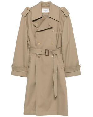 Saint Laurent Double-Breasted Belted Trench Coat - Natural