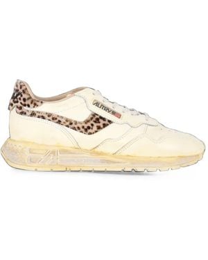 Autry Leopard-Print Panelled Trainers - Natural