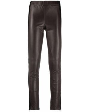P.A.R.O.S.H. Legging Rayé En Cuir - Marron