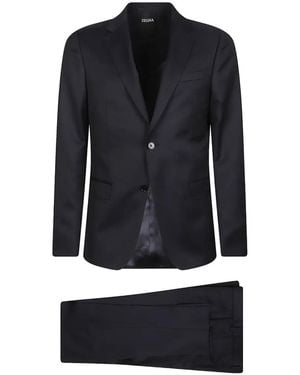 ZEGNA Traje De Lana Con Botones - Azul