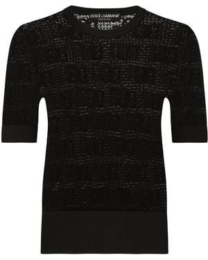 Dolce & Gabbana Maglione Con Logo Dg Jacquard - Nero
