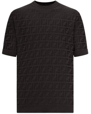 Fendi Ff Logo Short-Sleeved Jumper - Black