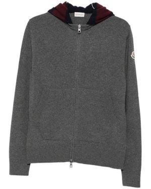 Moncler Hooded Zip-Up Jumper - Grey