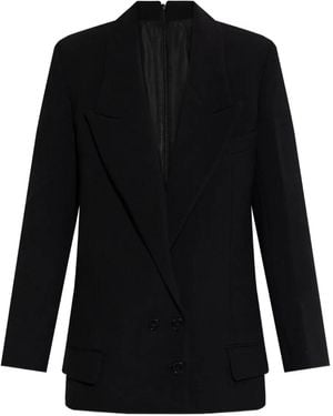 Victoria Beckham Double-Breasted Peak-Lapel Blazer - Black