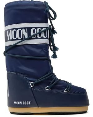 Moon Boot Bottines À Logo Imprimé - Bleu
