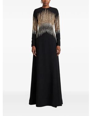 Dina Melwani Crystal-Embellishment Gown - Black