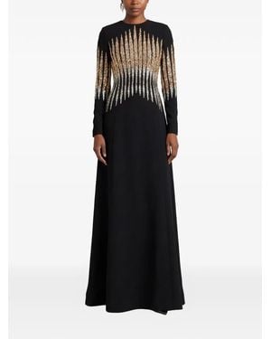 Dina Melwani Crystal-Embellishment Gown - Black