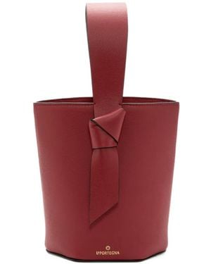 La Portegna Bolso Bombonera Julieta De Piel Con Nudo - Rojo