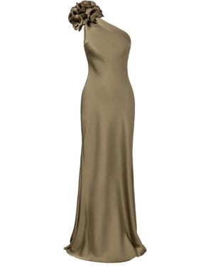 Il Volo Flower-Appliqué One-Shoulder Dress - Green