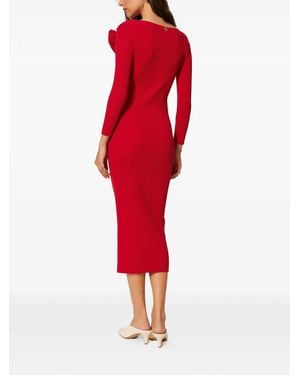 Twinset Floral-Appliqué Knitted Dress - Red