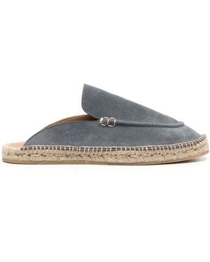 SCAROSSO Suede Jute-Sole Espadrilles - Gray