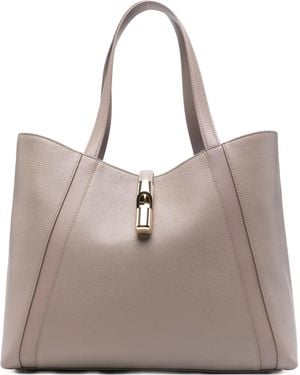 Furla Large Goccia Clasp-Detailed Tote Bag - Natural