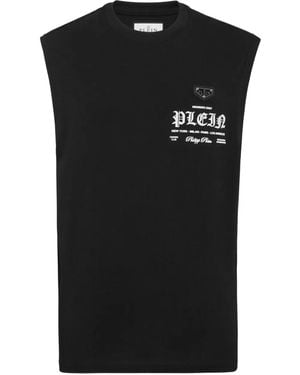 Philipp Plein Sleeveless Round Neck T-Shirt - Black