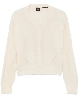 BOSS Cardigan Con Lavorazione Pointelle - Bianco