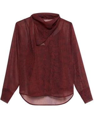 Calvin Klein Gedrapeerde Blouse Met Slangen-Print - Rood