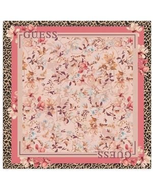Guess Bianca Floral-Print Scarf - Pink