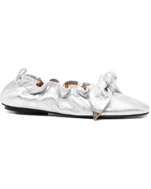 Toga Metallic cracked bow ballet flats - Blanco