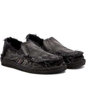 【DIESEL】D-Lukas Espadrille Black Men's D-Lukas-Espadrille loafers in distressed denim | Black