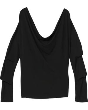 Helmut Lang Ruffled Long-Sleeve Top - Black