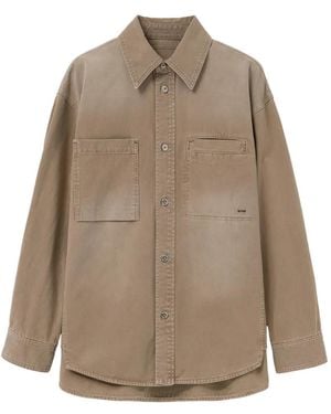 WOOYOUNGMI Logo-Print Patch-Pocket Shirt - Natural