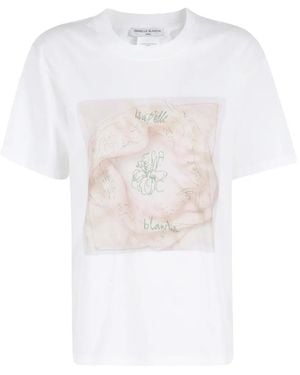 Isabelle Blanche Print-Detail Crew Neck T-Shirt - White