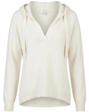 Malo Cashmere V-Neck Hoodie - White